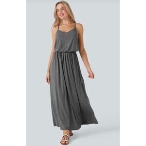 Halara Adjustable Strap Maxi Flowy Resort Slip Dress with Pockets Gray M New